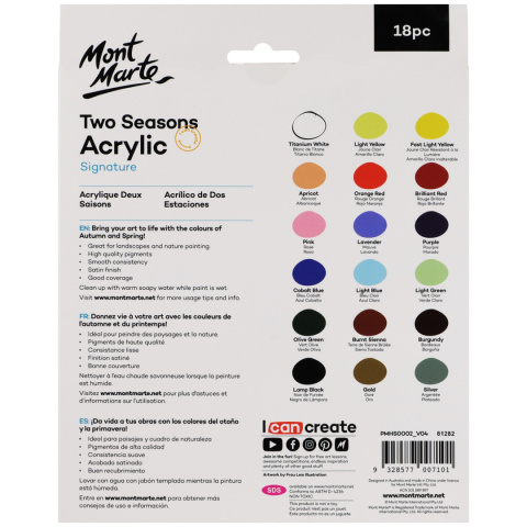 Zestaw Akryli Two Seasons Mont Marte 18x12ML Zestaw Akryli Two Seasons Mont Marte 18x12ML