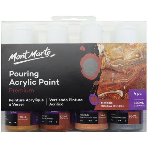 Zestaw Farb Pouring Mont Marte 4x120ML Metalic Zestaw Farb Pouring Mont Marte 4x120ML Metalic