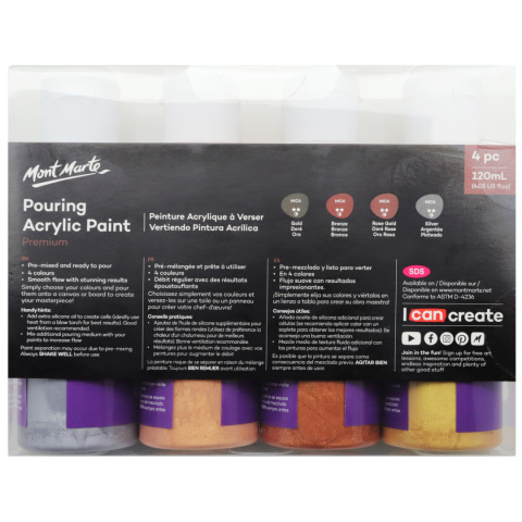 Zestaw Farb Pouring Mont Marte 4x120ML Metalic Zestaw Farb Pouring Mont Marte 4x120ML Metalic