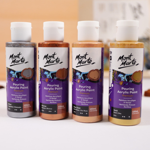 Zestaw Farb Pouring Mont Marte 4x120ML Metalic Zestaw Farb Pouring Mont Marte 4x120ML Metalic